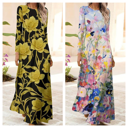 Női hosszú ujjú ruha 3D nyomtatással