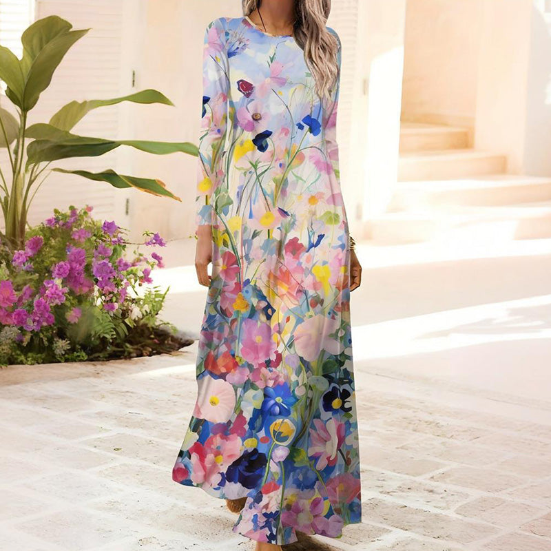 Női hosszú ujjú ruha 3D nyomtatással