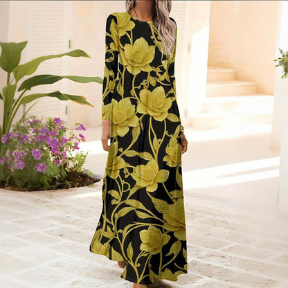 Női hosszú ujjú ruha 3D nyomtatással