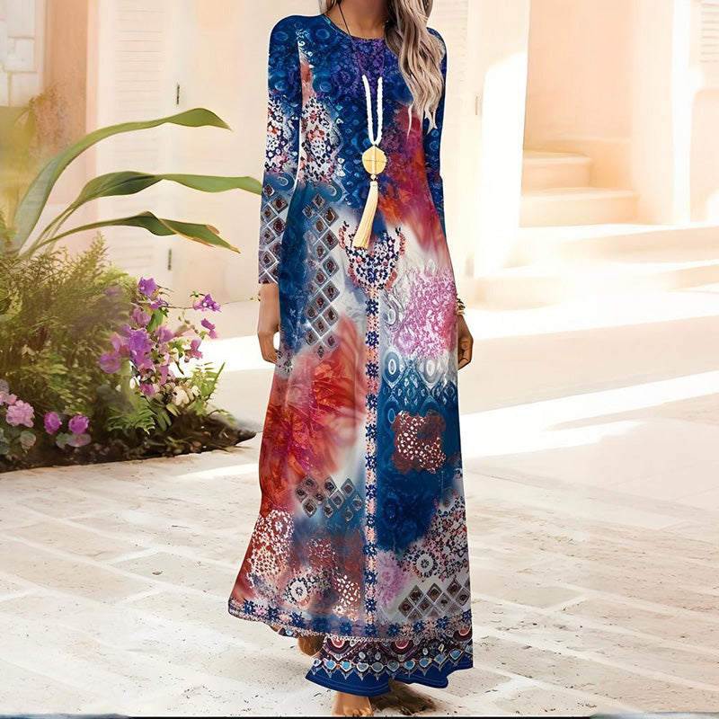 Női hosszú ujjú ruha 3D nyomtatással