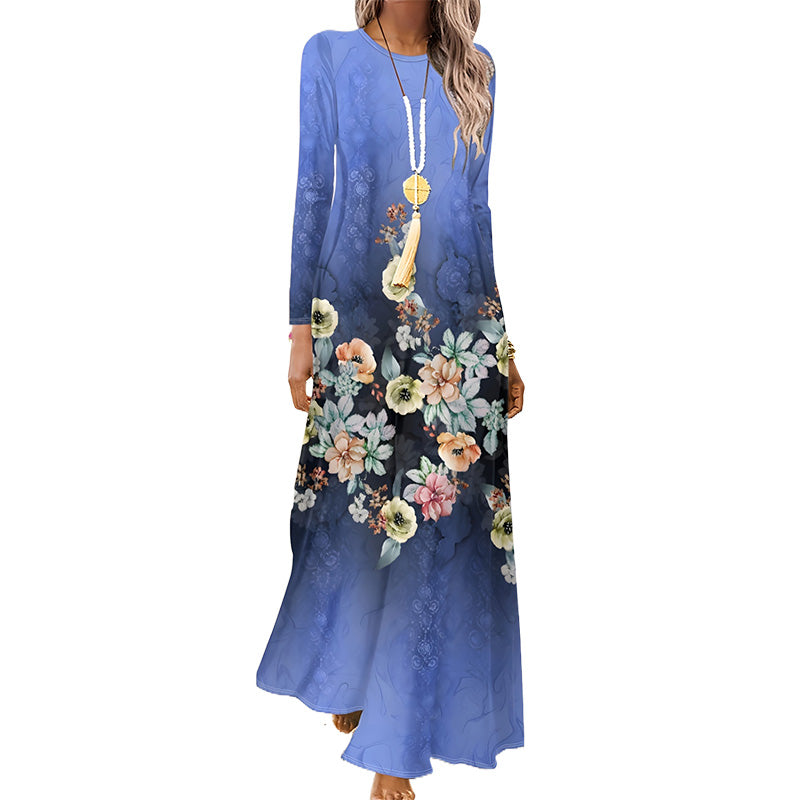 Női hosszú ujjú ruha 3D nyomtatással