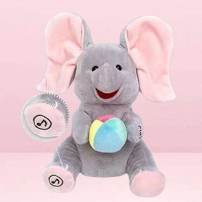 🎁🐘 Egy aranyos plüss elefánt játék bújócska játékhoz