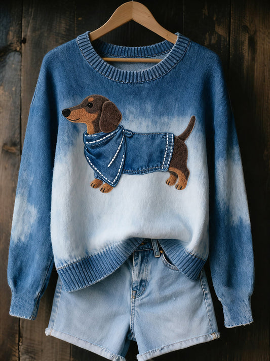 Női Vintage Művészeti Állatmintás Kényelmes Kötött Pulóver