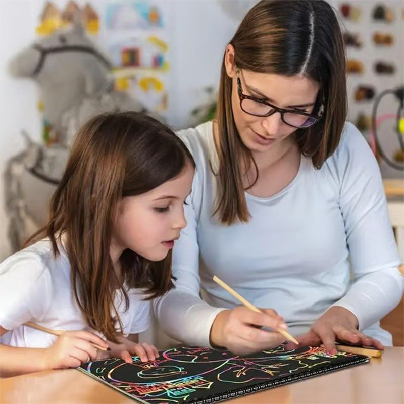 🌈Kreatív szivárványos karcolós művészeti jegyzetfüzet