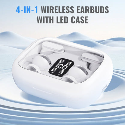 ✨ 4 az 1-ben vezeték nélküli Bluetooth fejhallgató! 🎧Kettős fülhallgató a megosztott / váltott viseléshez, szórakozáshoz és ingázáshoz egyszerre!