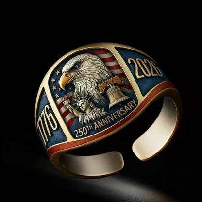 🎖️250. évforduló 1776–2026 Emlék sas gyűrű🦅