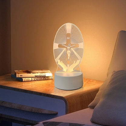 🌙 Béke és hit egyetlen fényben – 3D éjjeli lámpa Jézussal