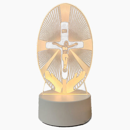 🌙 Béke és hit egyetlen fényben – 3D éjjeli lámpa Jézussal