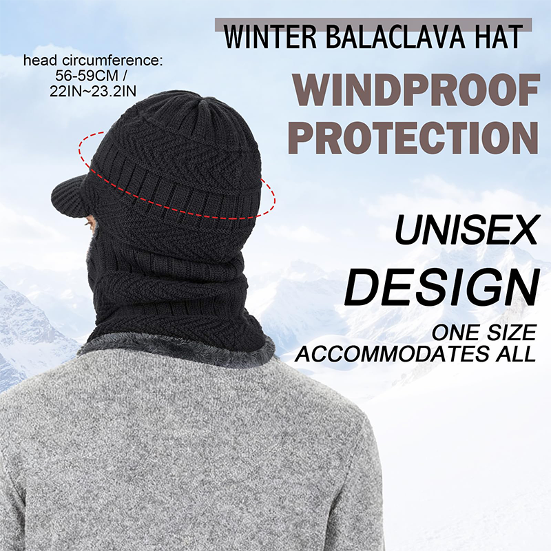 ❄️🧢 3 az 1-ben téli balaclava napellenzővel – Meleg hővédő kapucni, védi a fejet, nyakat és arcot a hidegtől, széltől és hótól✨