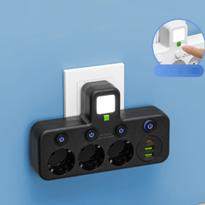 ⚡Okos tápkábeles kiegészítő USB-portokkal (EU dugó)