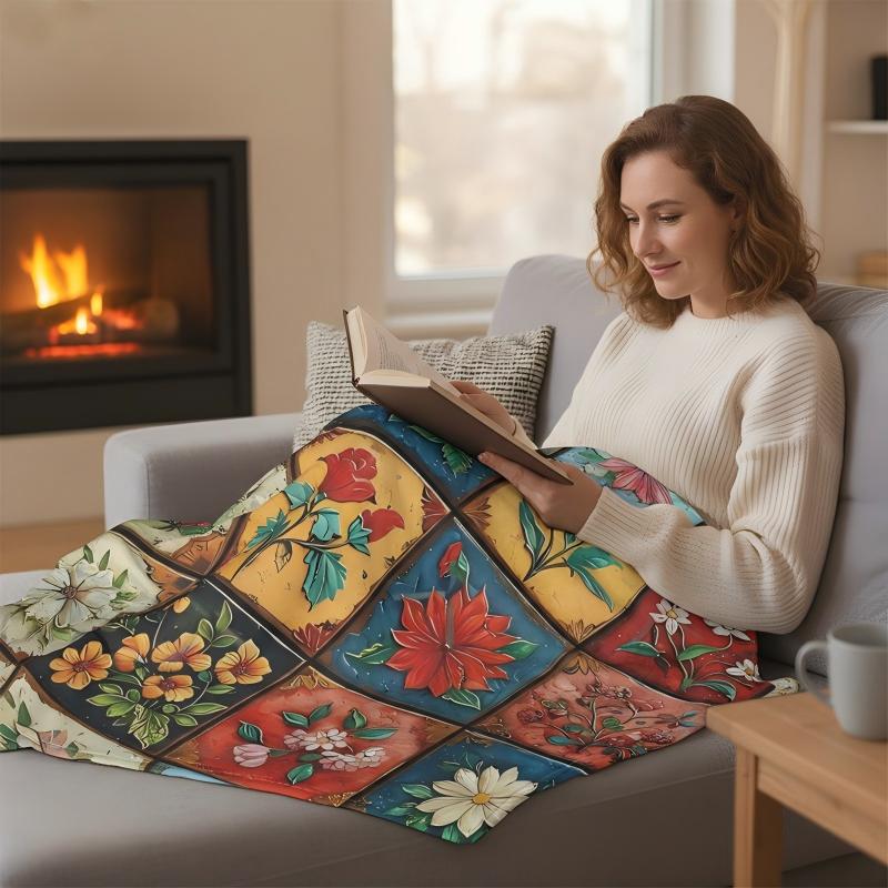 🌼 Kényelmes és puha flanel takaró virágmintával 🛋️💐