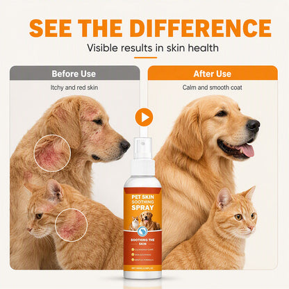 🐾 Pet Skin nyugtató spray – Kíméletes viszketéscsillapítás és hidratáló ápolás kutyáknak és macskáknak