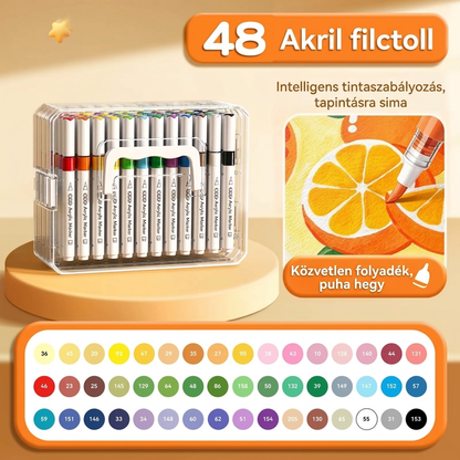 💦 Mosható folyékony akril marker puha ecsetvéggel – Színes alkotás könnyedén, egyszerű tisztítással✨