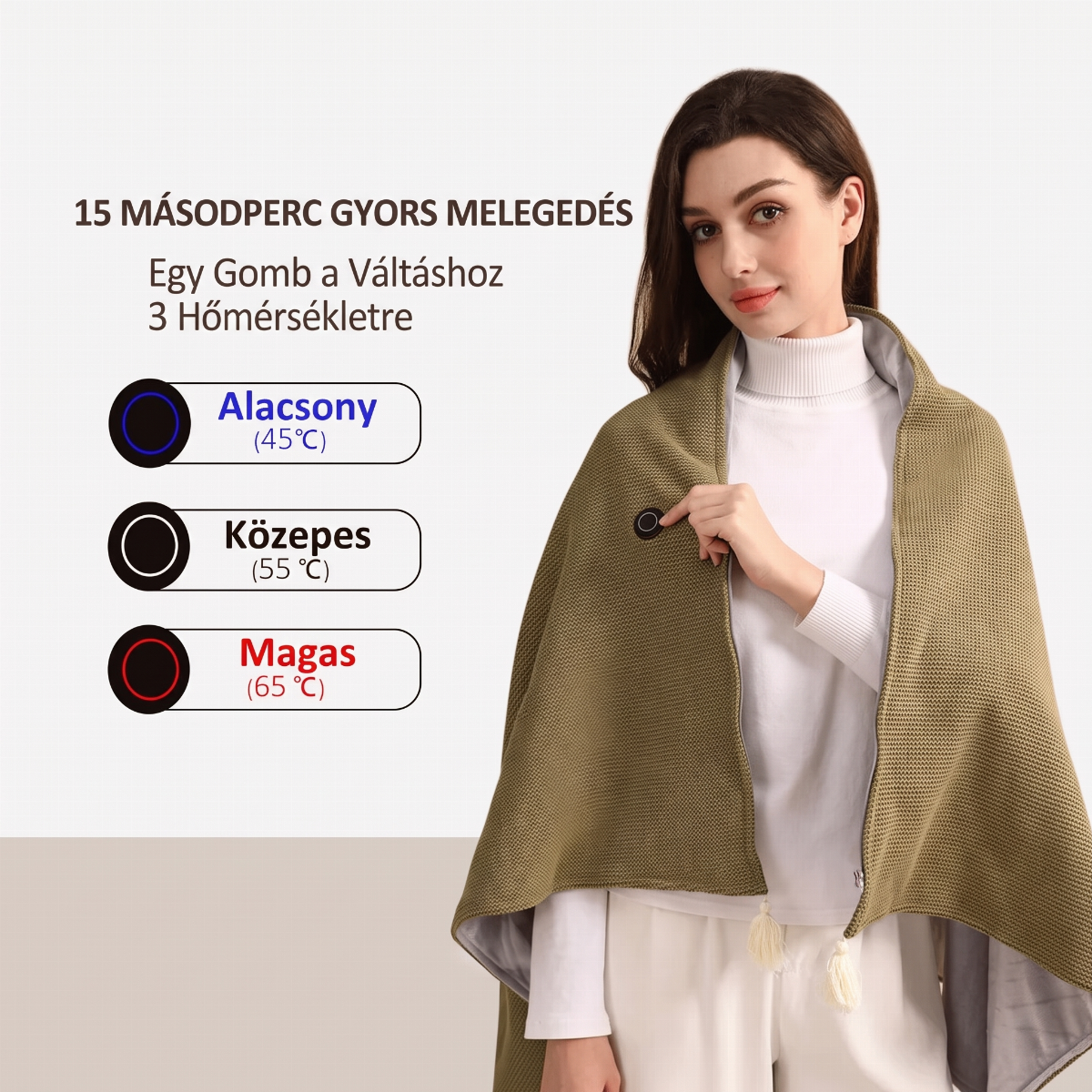 🔥Időkorlátozott akció — 50% KEDVEZMÉNY! ❄️ Maradj Meleg Egész Télen — Hordozható Elektromos Fűthető Takaró Kendő