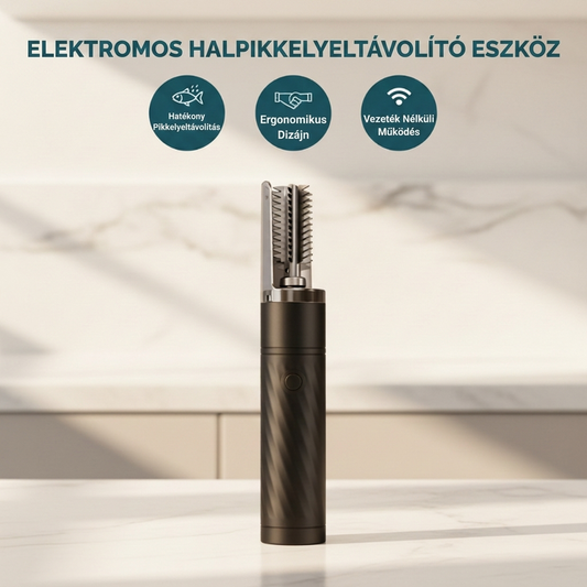 🐟 Újratölthető, automatikus haltisztító pikkelylekaparó eszköz