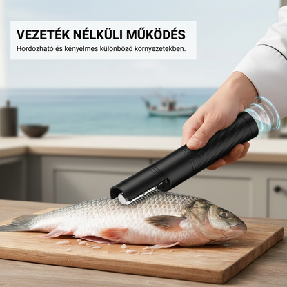 🐟 Újratölthető, automatikus haltisztító pikkelylekaparó eszköz