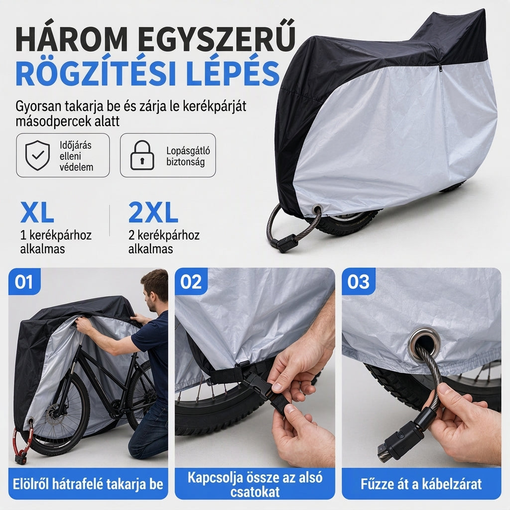 🌧️🚲 Vízálló és porálló 190T kerékpárvédő huzat – Kültéri kerékpárokhoz, praktikus ✨